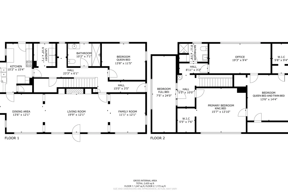 This image shows a seamless blend of the kitchen, living room, dining area, bedrooms, and offices, capturing the interconnectedness of spaces perfect for gathering, celebrating, and relaxing. The open-plan layout offers views of multiple activity zones, making it ideal for groups attending events nearby to gather comfortably before or after festivities.
